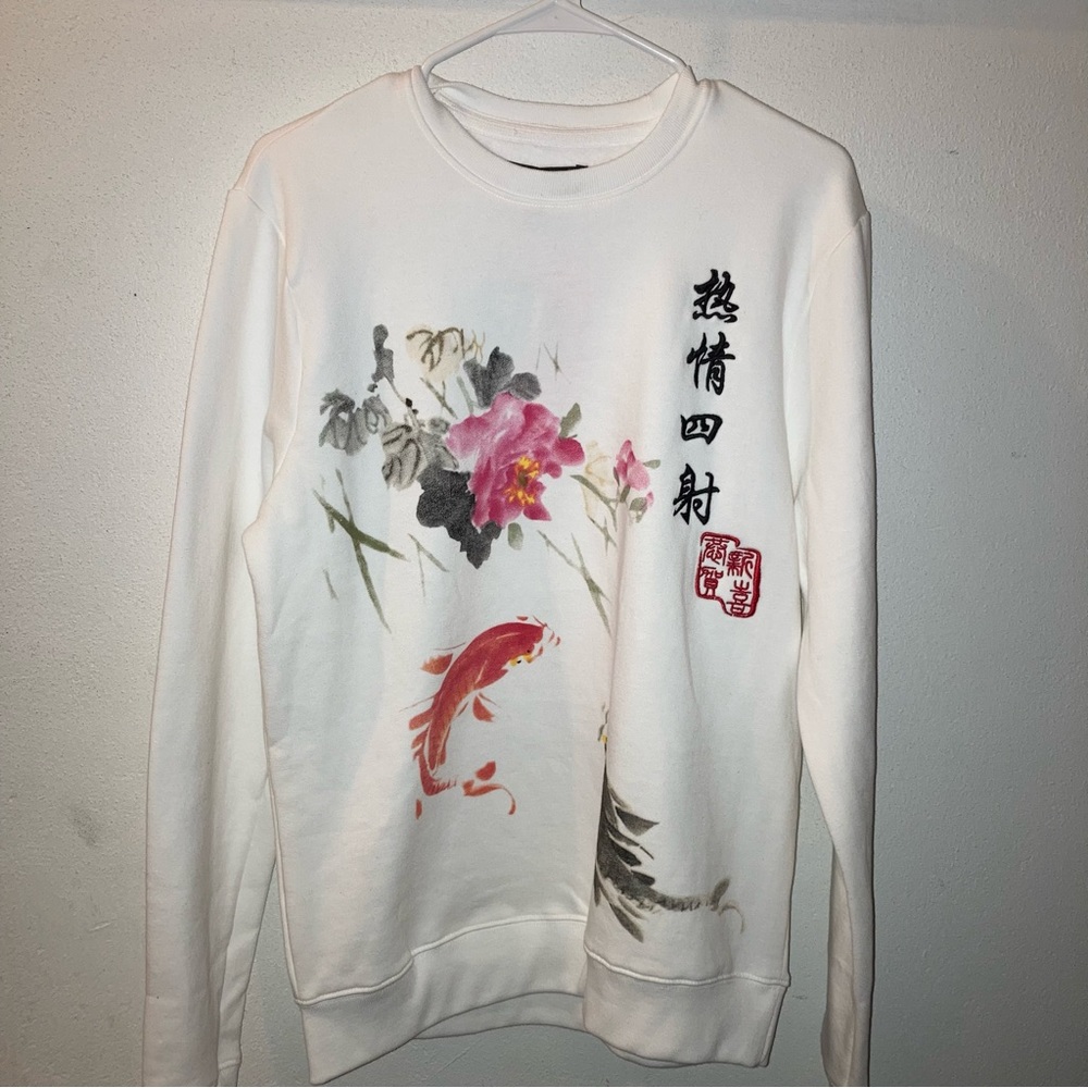 Blind Rooster Koi Fish Graphic Pullover Sweater